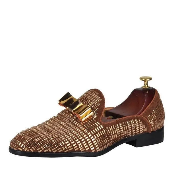 Rhinestones Mens slip on shoes Flats Moccasin Casual loafers