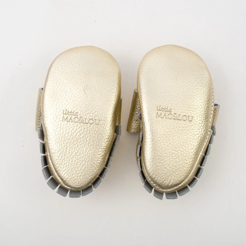Ribbon Baby Leather Moccasins Gold Mine