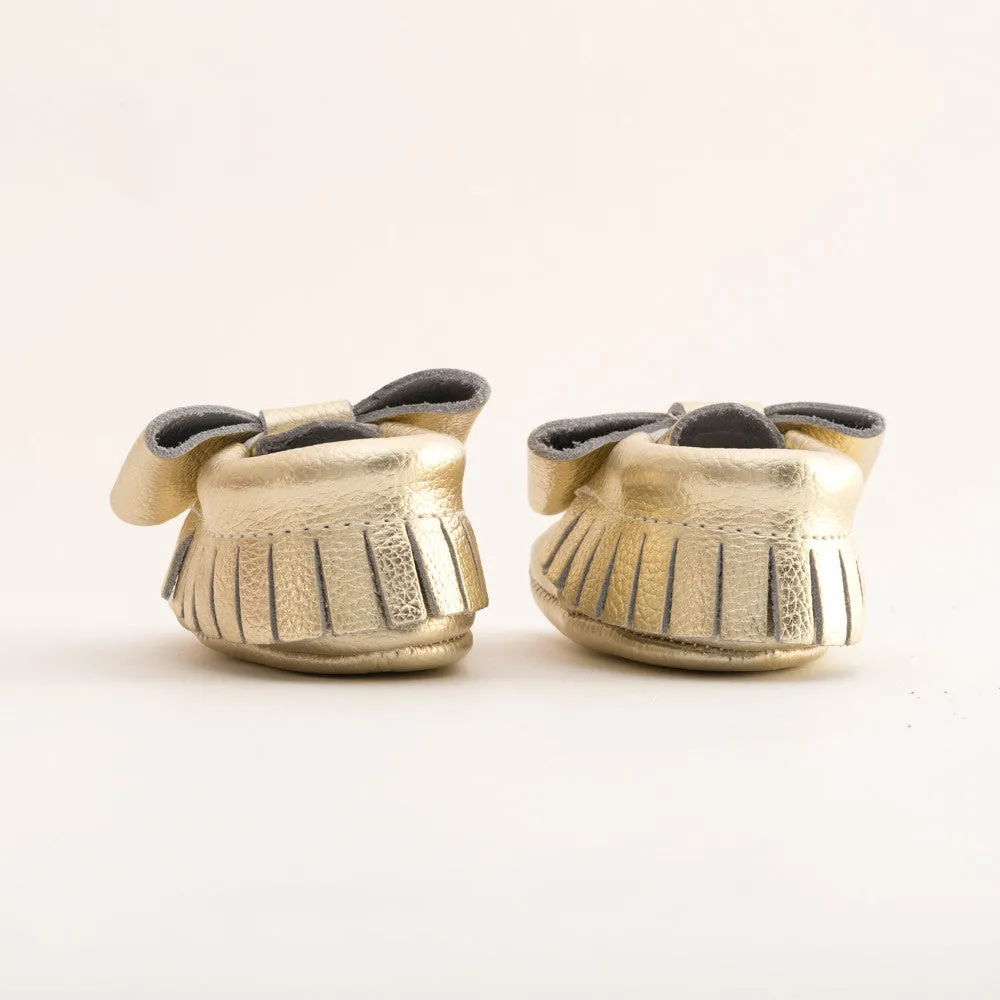 Ribbon Baby Leather Moccasins Gold Mine