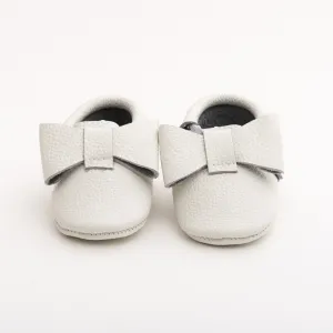 Ribbon Baby Leather Moccasins White Canary