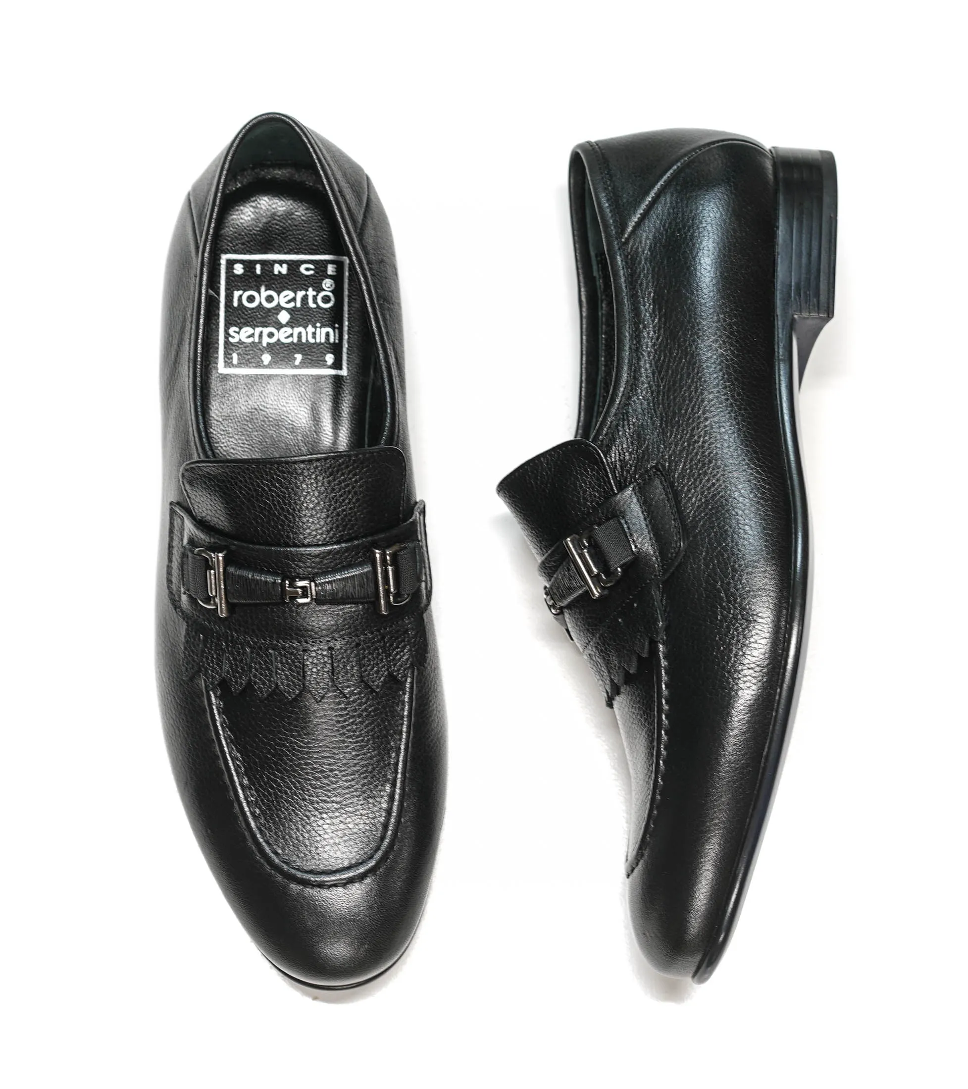 Roberto Serpentini Men's Black Fringe Leather Loafer 62307 40% off