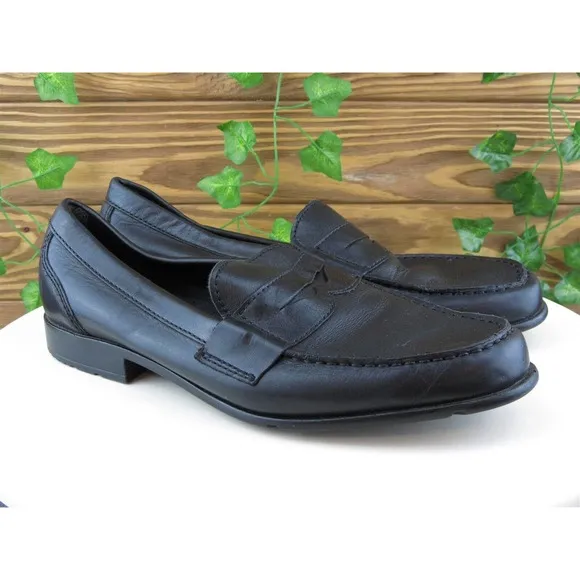 Rockport Sz 9 Loafer Black Leather Men Slip On Medium‎ (D, M)