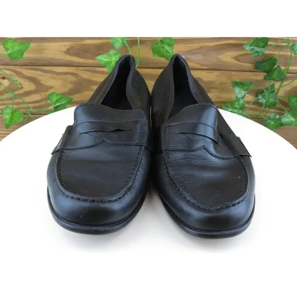 Rockport Sz 9 Loafer Black Leather Men Slip On Medium‎ (D, M)
