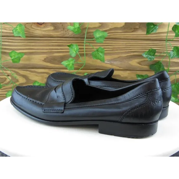 Rockport Sz 9 Loafer Black Leather Men Slip On Medium‎ (D, M)