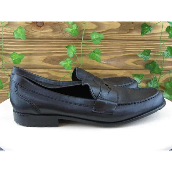 Rockport Sz 9 Loafer Black Leather Men Slip On Medium‎ (D, M)