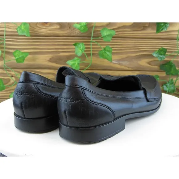 Rockport Sz 9 Loafer Black Leather Men Slip On Medium‎ (D, M)