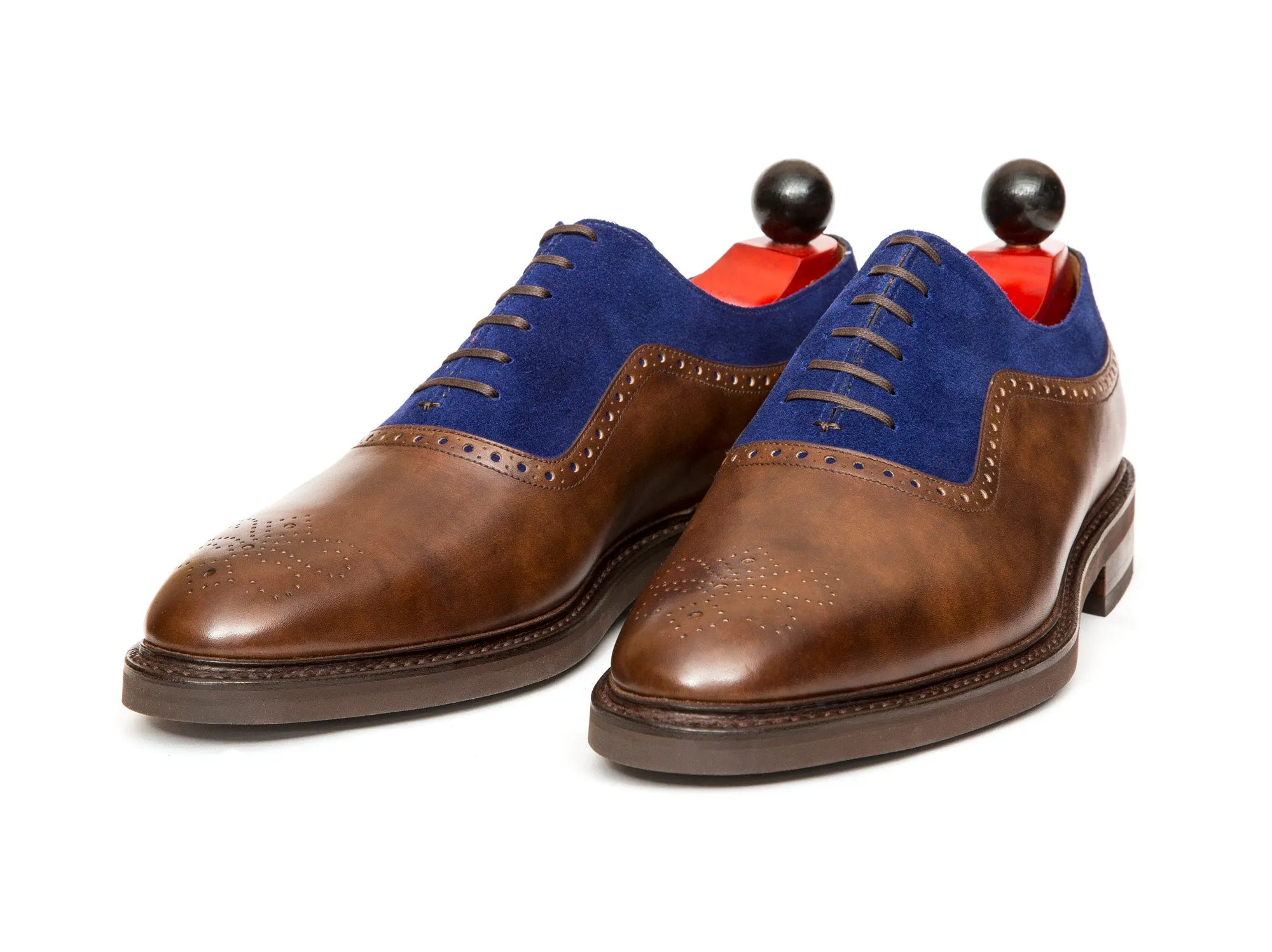 Roosevelt - MTO - Copper Museum Calf / Vivid Blue Suede - TMG Last - Country Rubber Sole