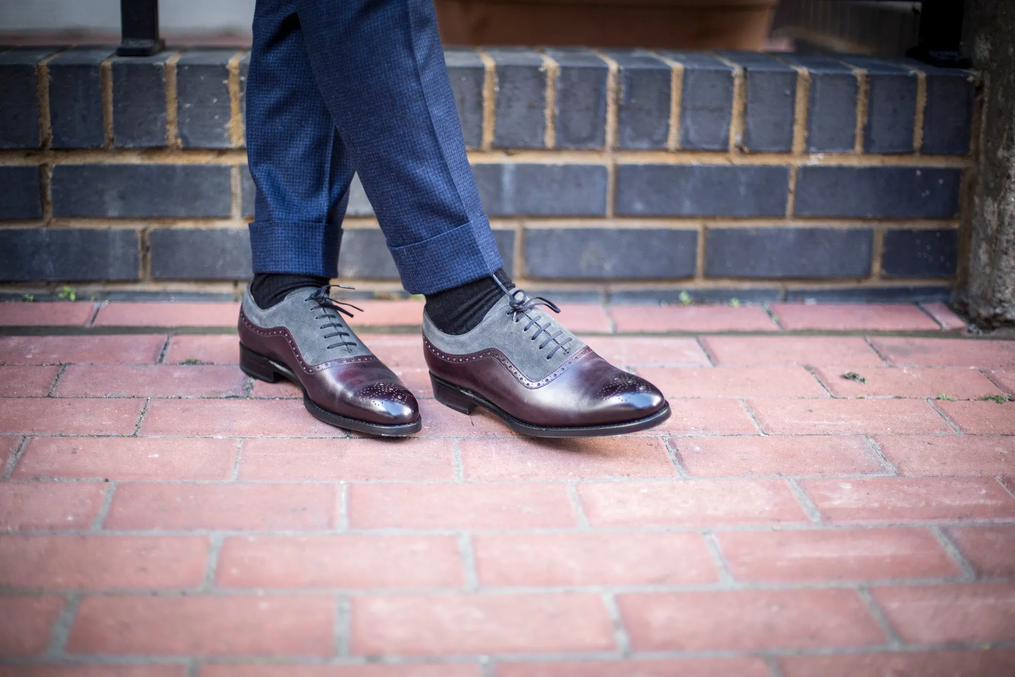 Roosevelt - MTO - Plum Museum / Mid Grey Suede - NGT Last - Single Leather Sole