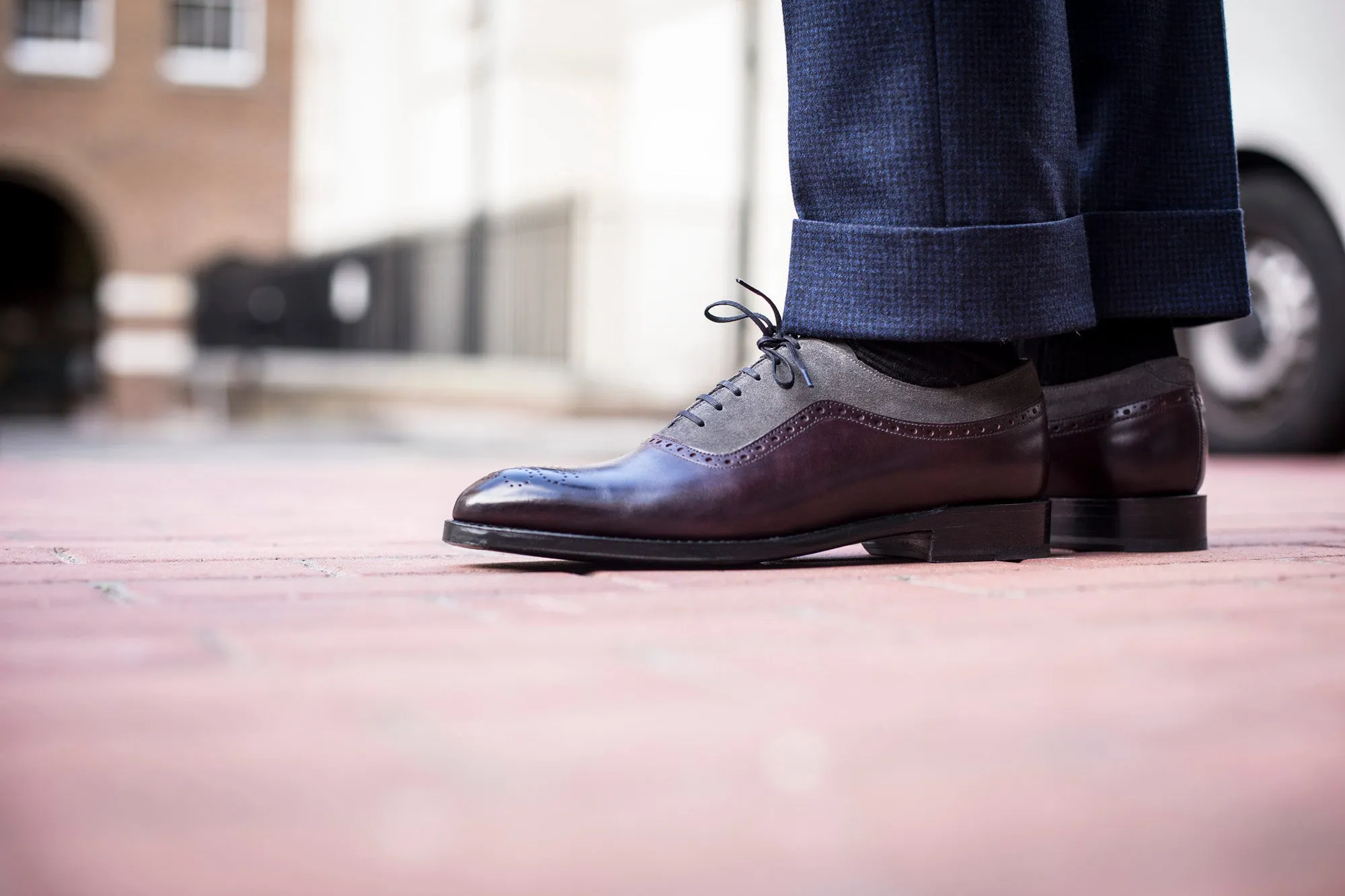 Roosevelt - MTO - Plum Museum / Mid Grey Suede - NGT Last - Single Leather Sole