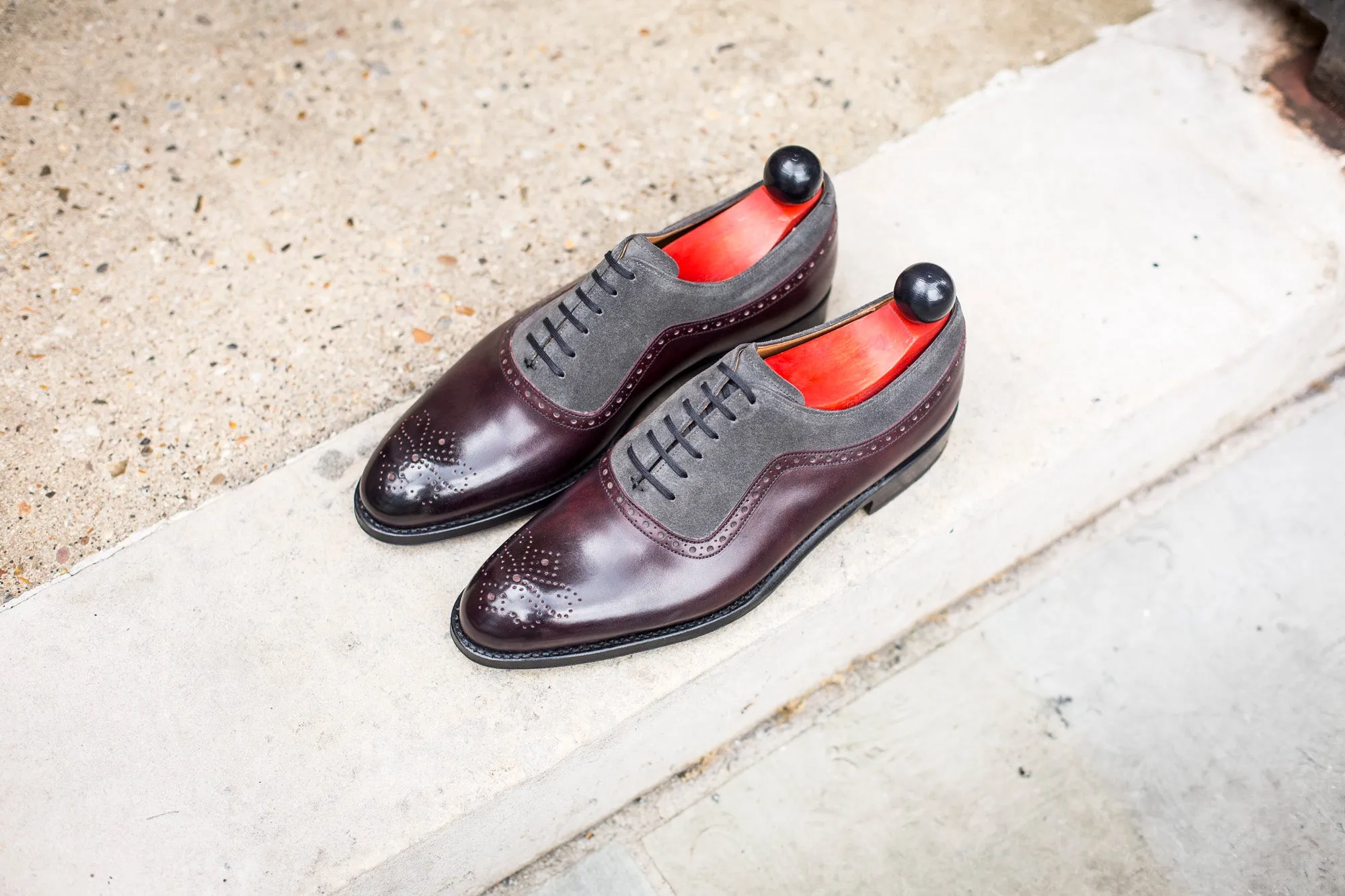 Roosevelt - MTO - Plum Museum / Mid Grey Suede - NGT Last - Single Leather Sole