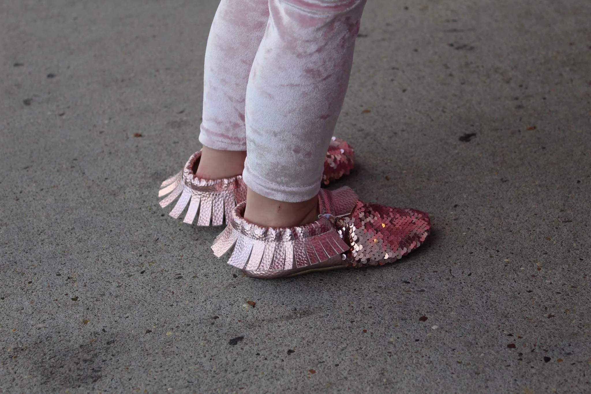 Rose Gold Sequin Moccasins