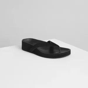 ROUND FLIP FLOP | black suede