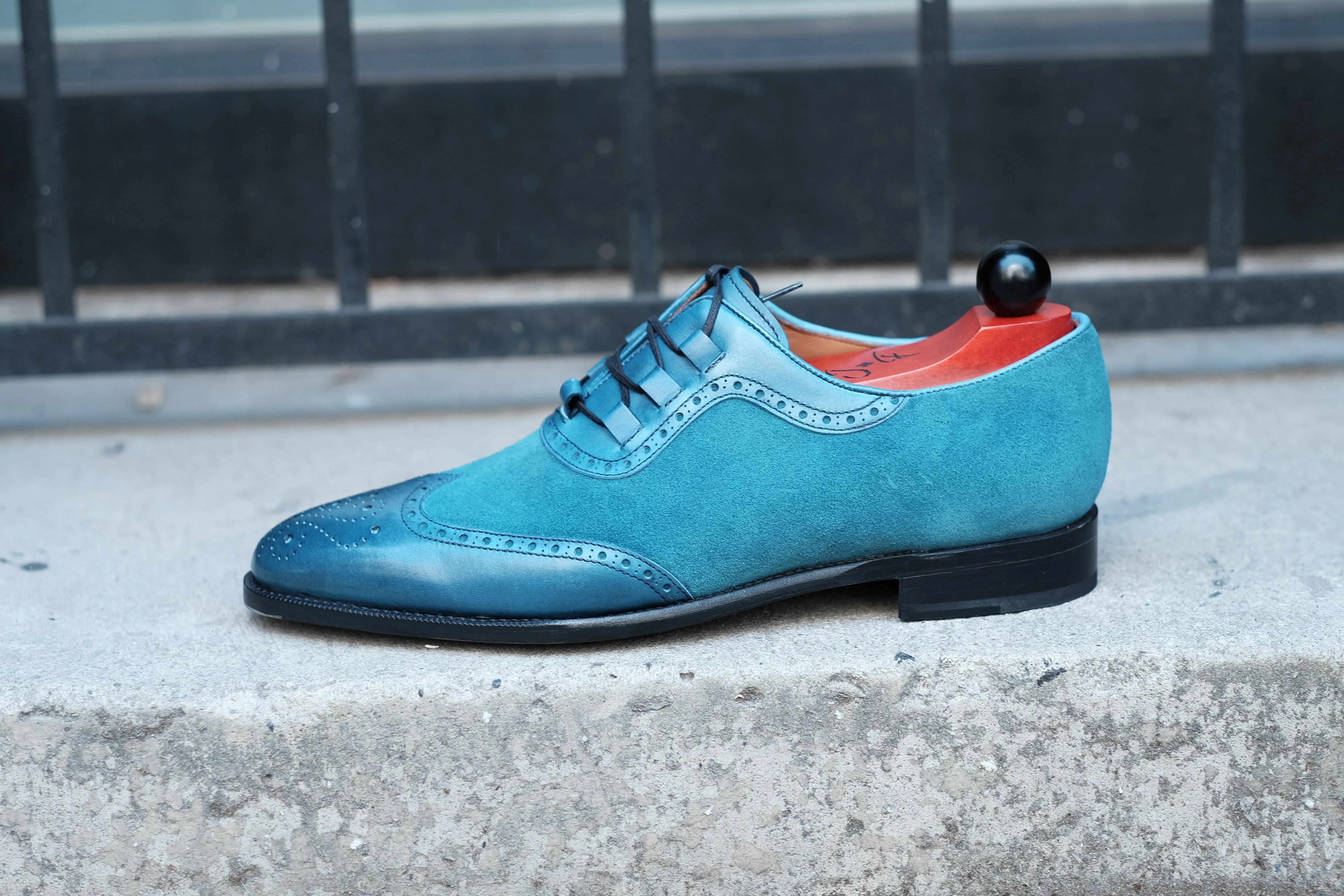 Russell Redux - MTO - Shaded Teal Calf / Teal Suede - TMG Last - Single Leather Sole