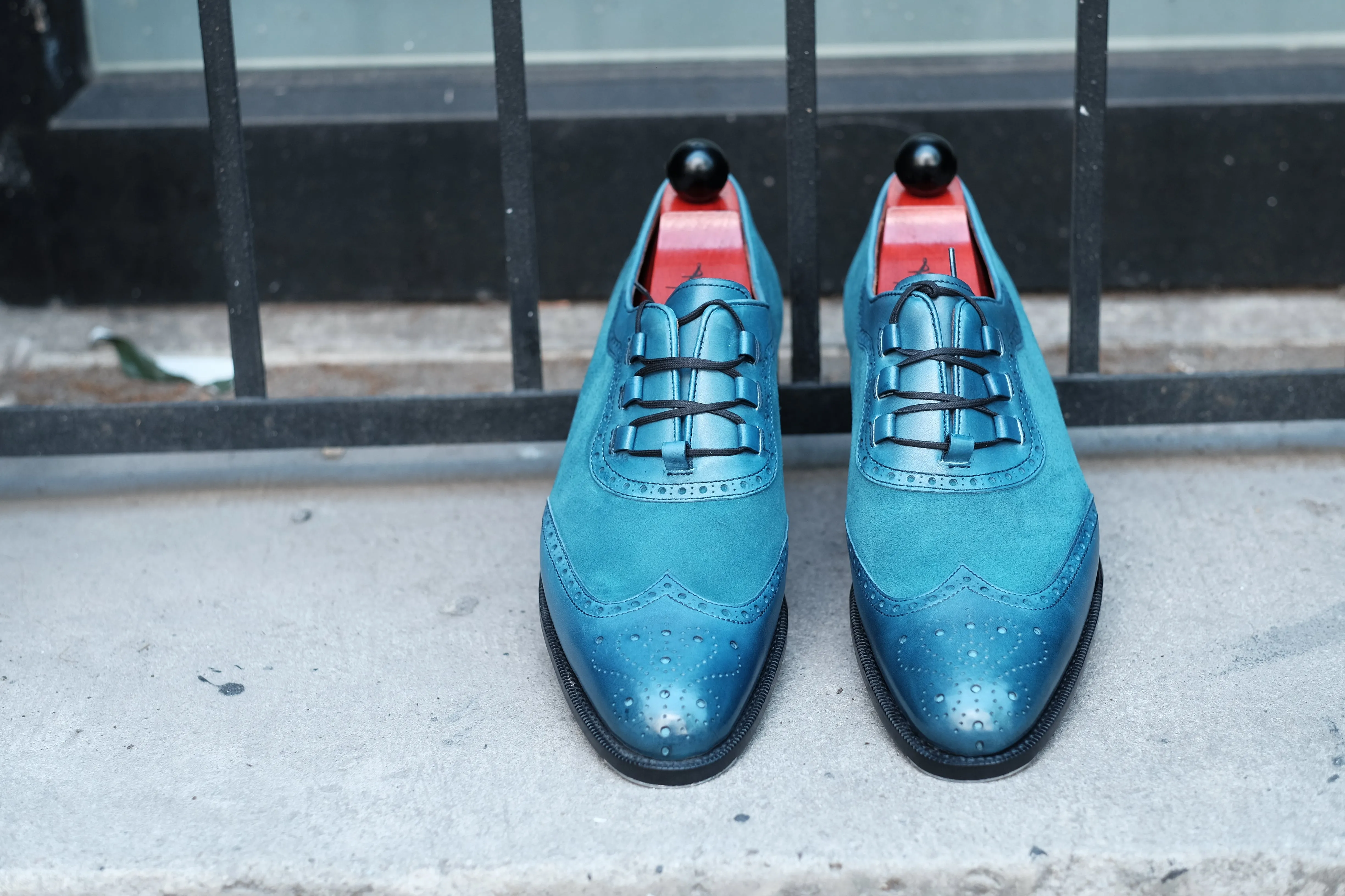 Russell Redux - MTO - Shaded Teal Calf / Teal Suede - TMG Last - Single Leather Sole
