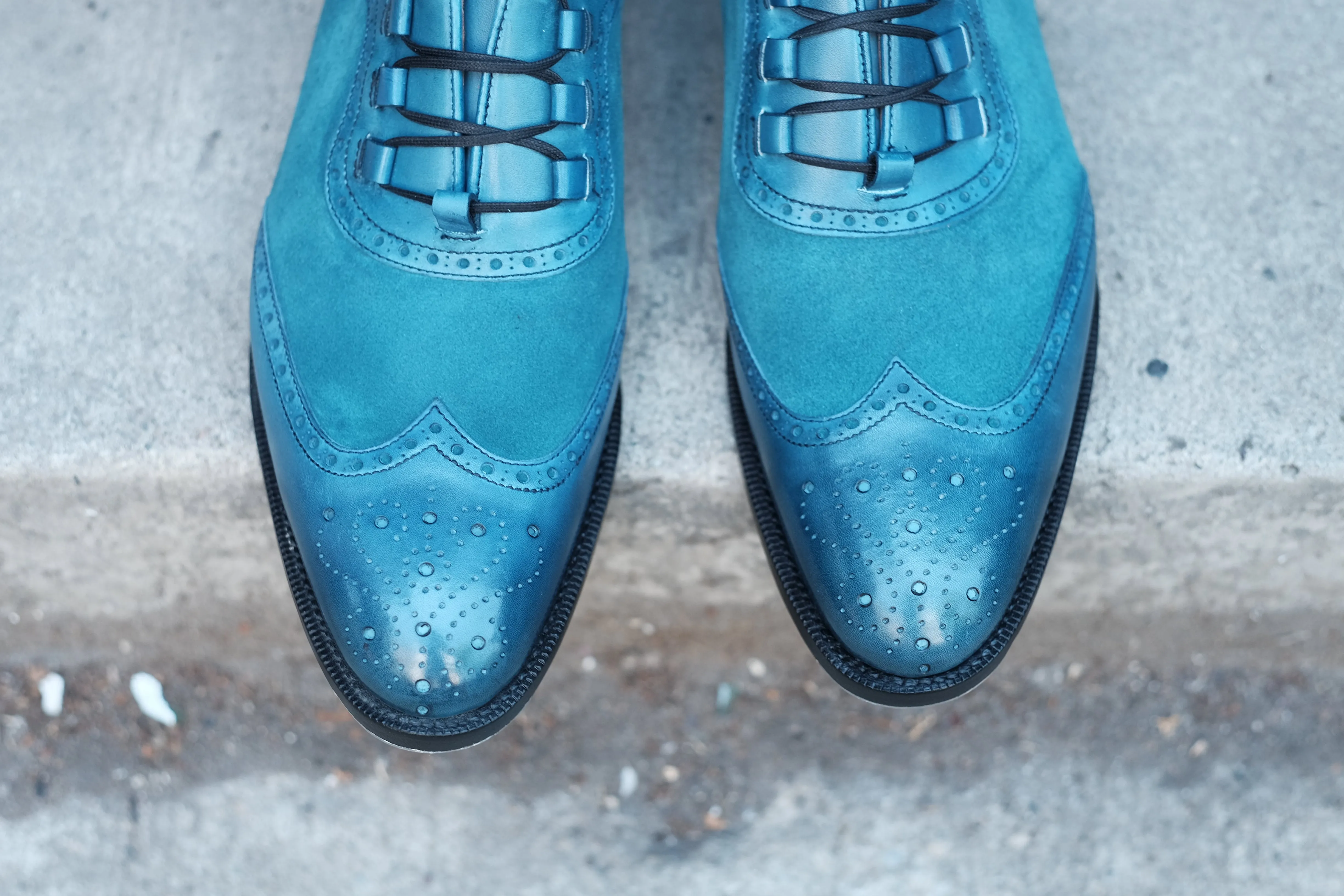 Russell Redux - MTO - Shaded Teal Calf / Teal Suede - TMG Last - Single Leather Sole