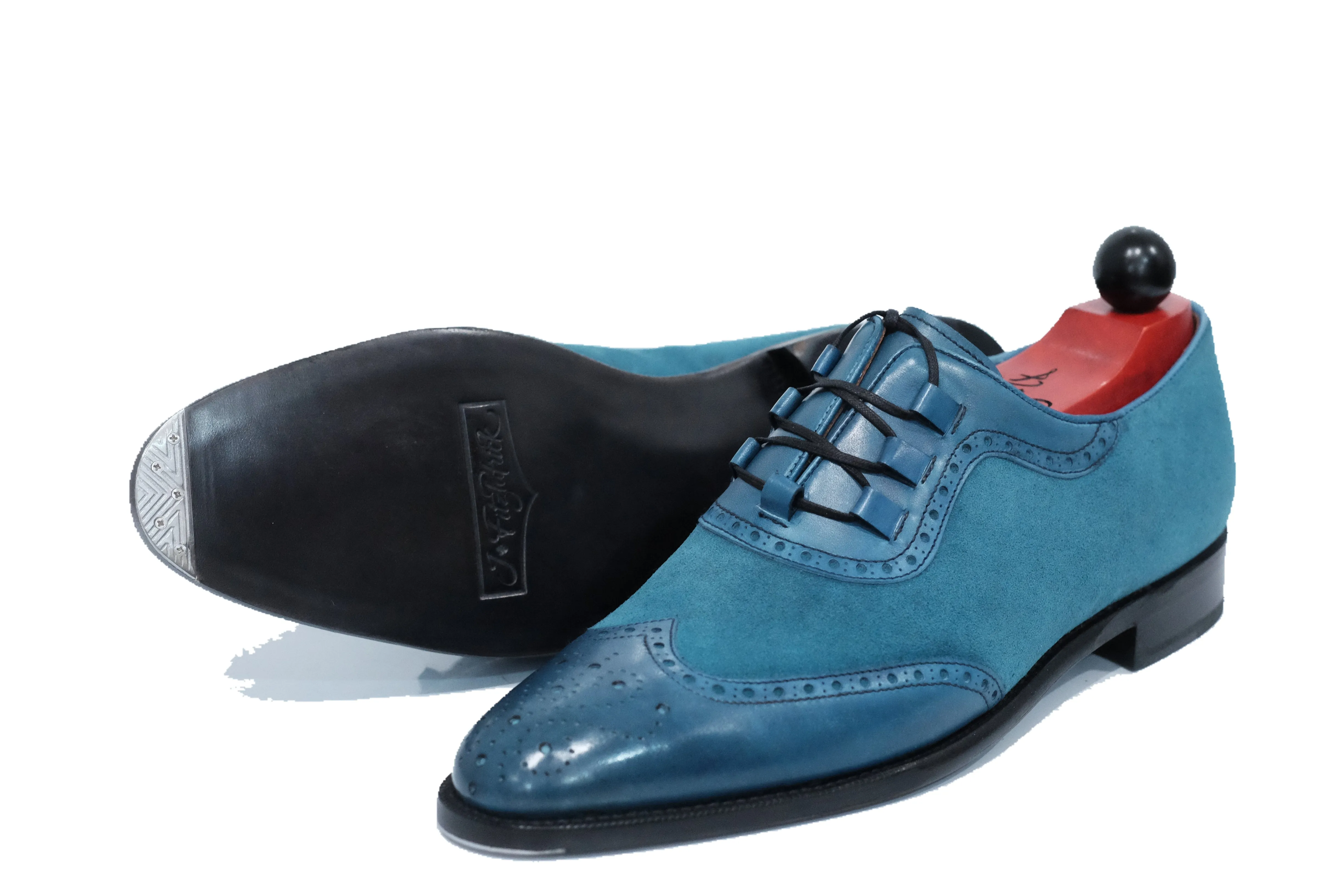 Russell Redux - MTO - Shaded Teal Calf / Teal Suede - TMG Last - Single Leather Sole