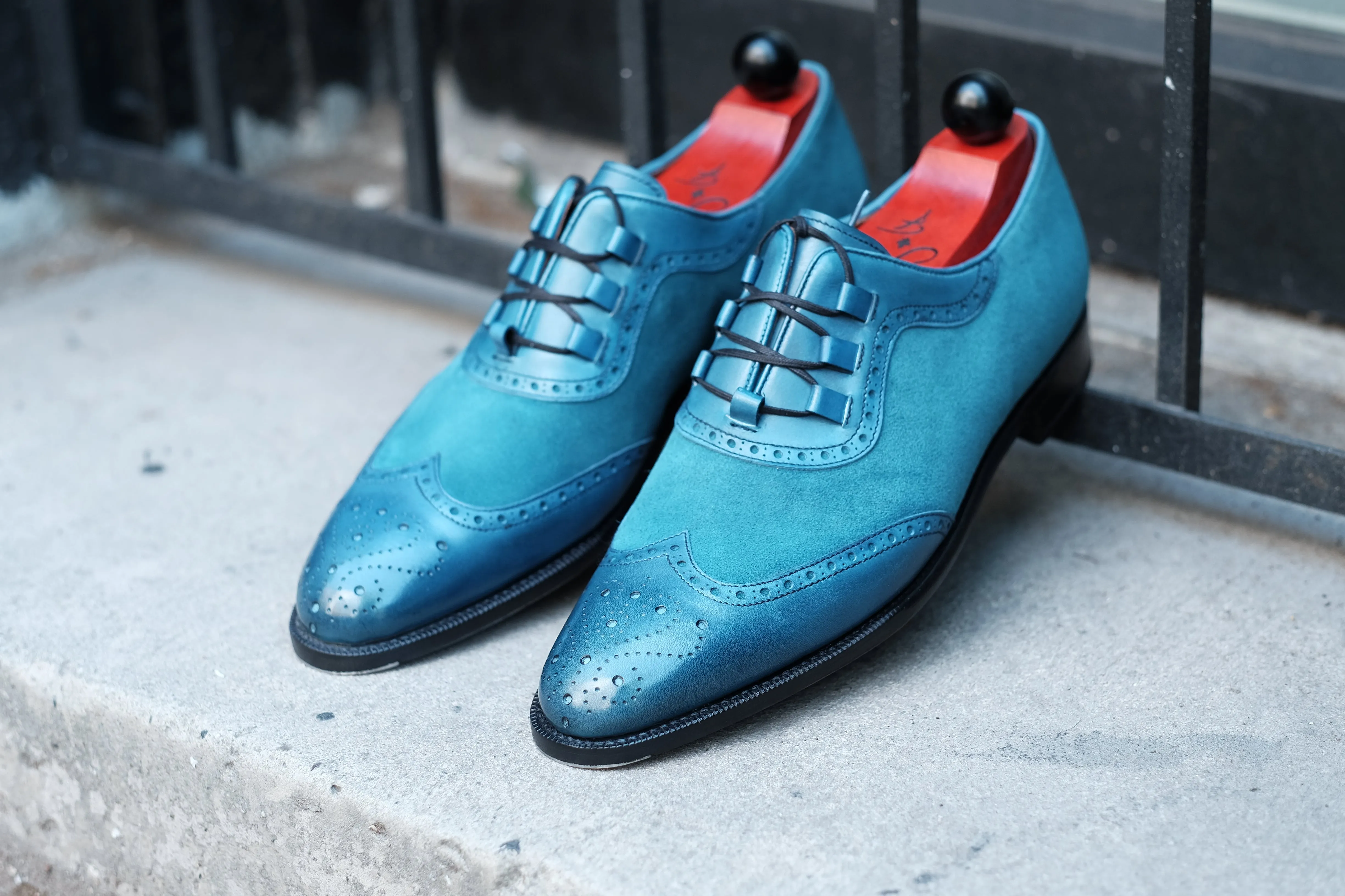 Russell Redux - MTO - Shaded Teal Calf / Teal Suede - TMG Last - Single Leather Sole