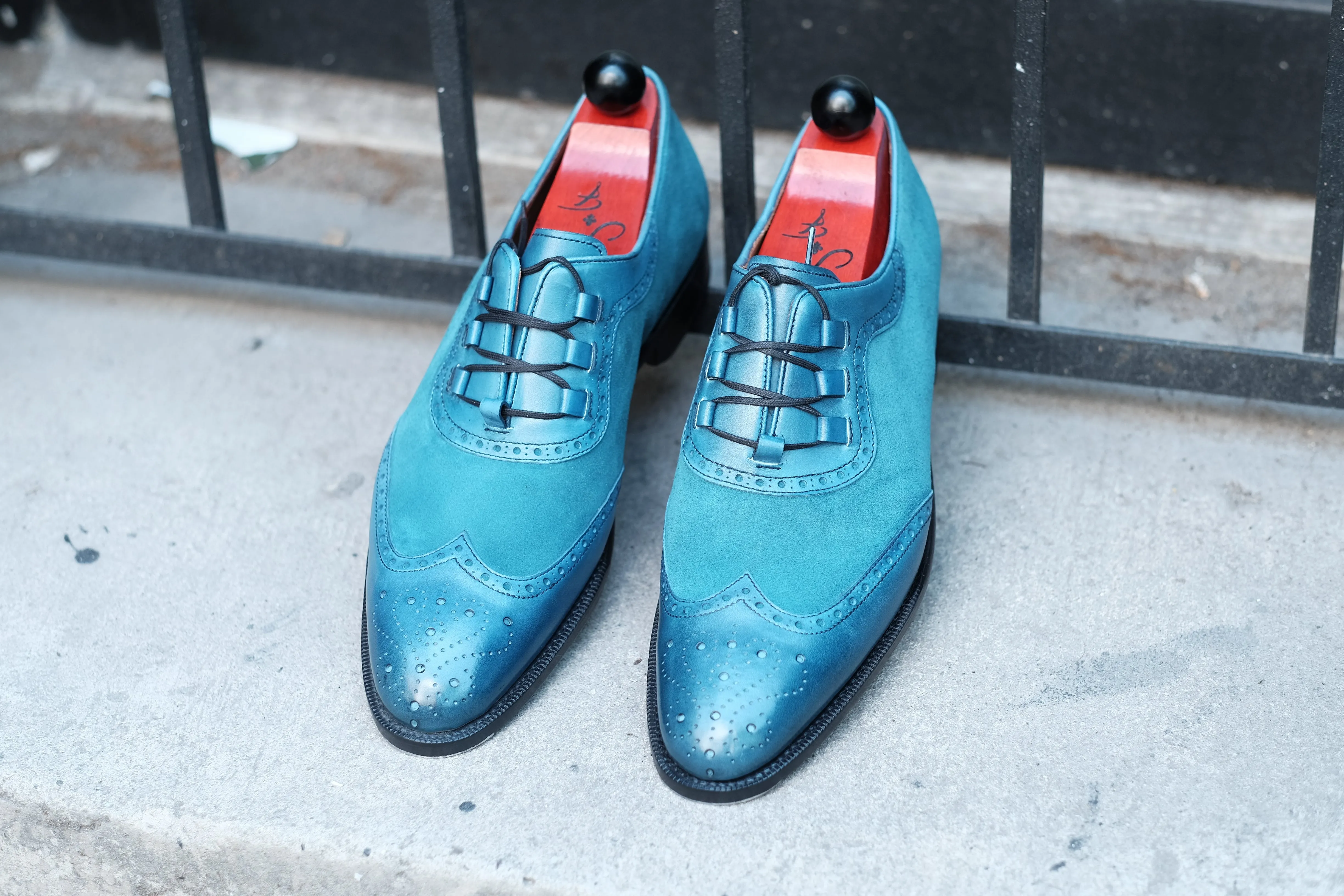Russell Redux - MTO - Shaded Teal Calf / Teal Suede - TMG Last - Single Leather Sole