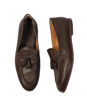 SALVATORE FERRAGAMO - Brown Pebbled Leather Tassel Loafer - 8.5