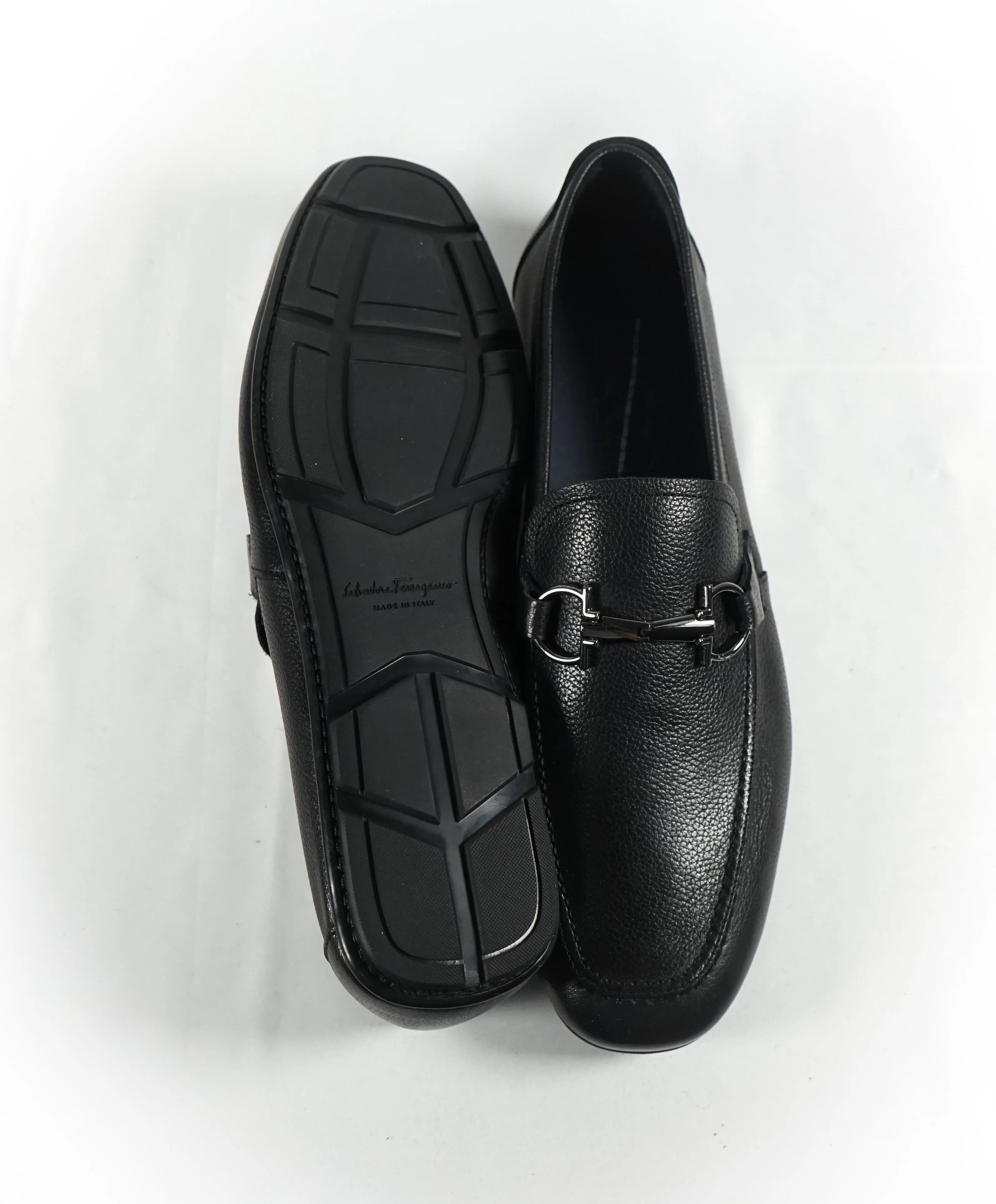 SALVATORE FERRAGAMO - “Nowell” Black Slip-On Gancini Venetian Loafers -7.5 EE