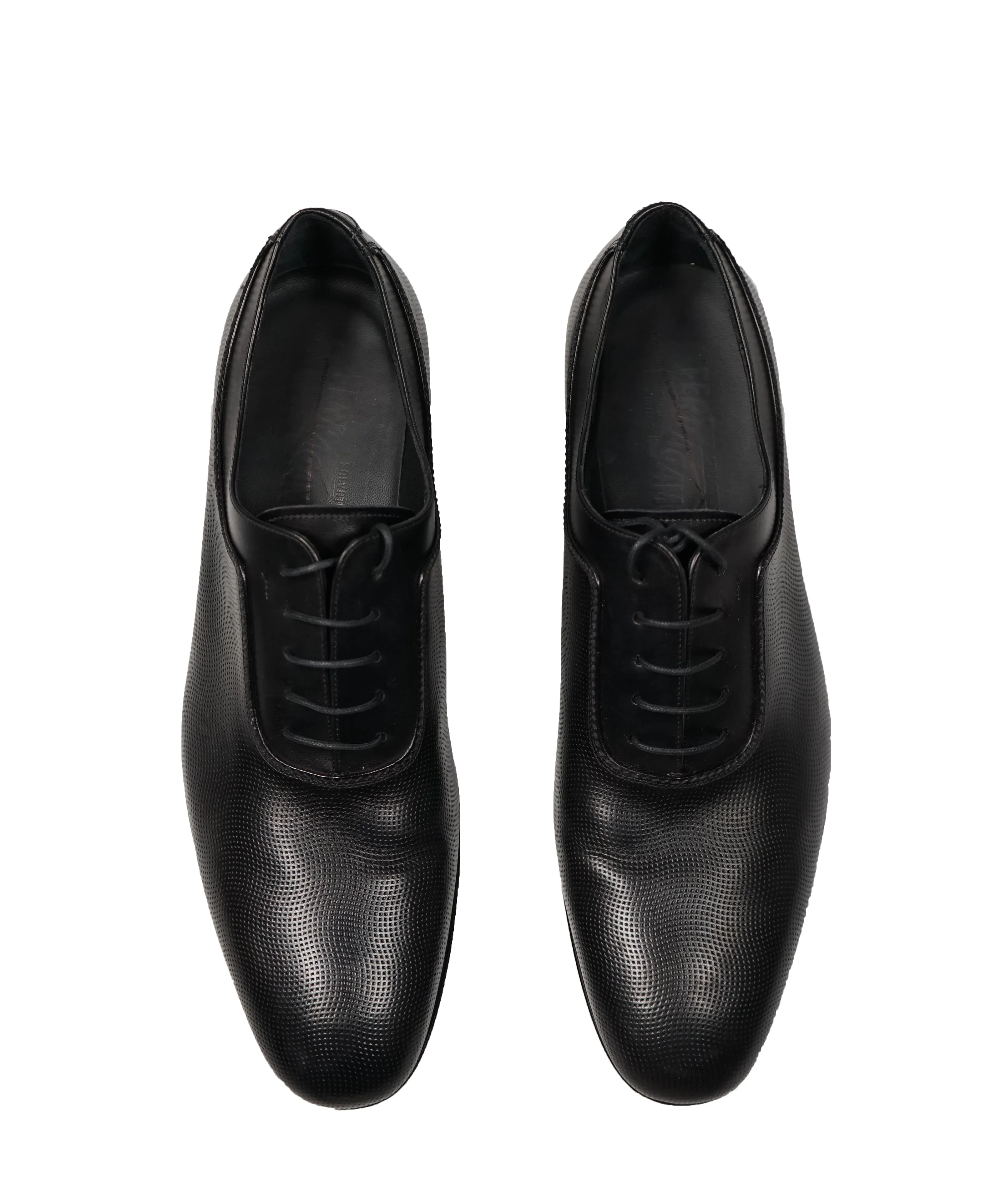 SALVATORE FERRAGAMO - "FARNESE" Textured Black Oxfords - 10D