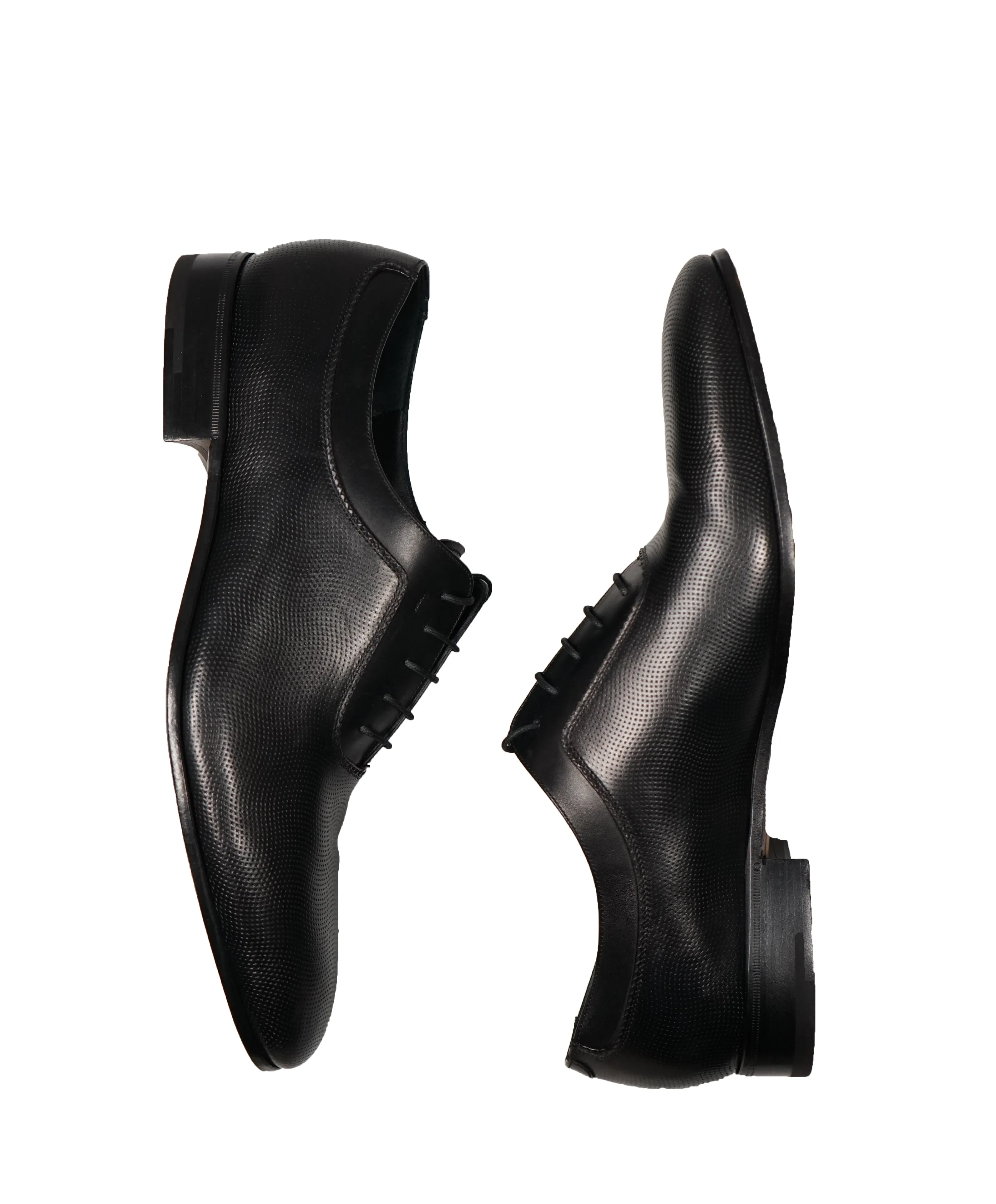 SALVATORE FERRAGAMO - "FARNESE" Textured Black Oxfords - 10D