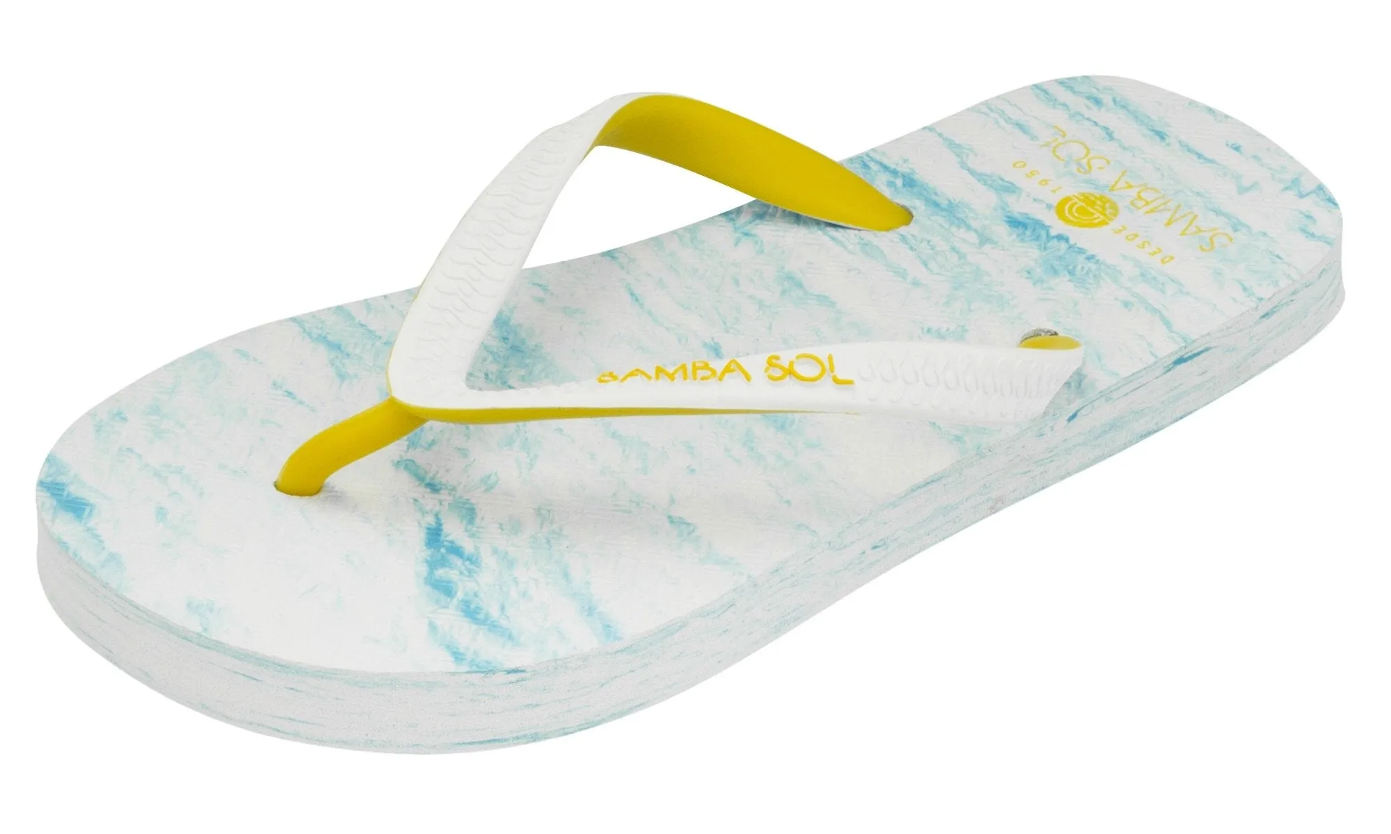 Samba Sol Kid's Beach Collection Flip Flops - Light Blue/Yellow