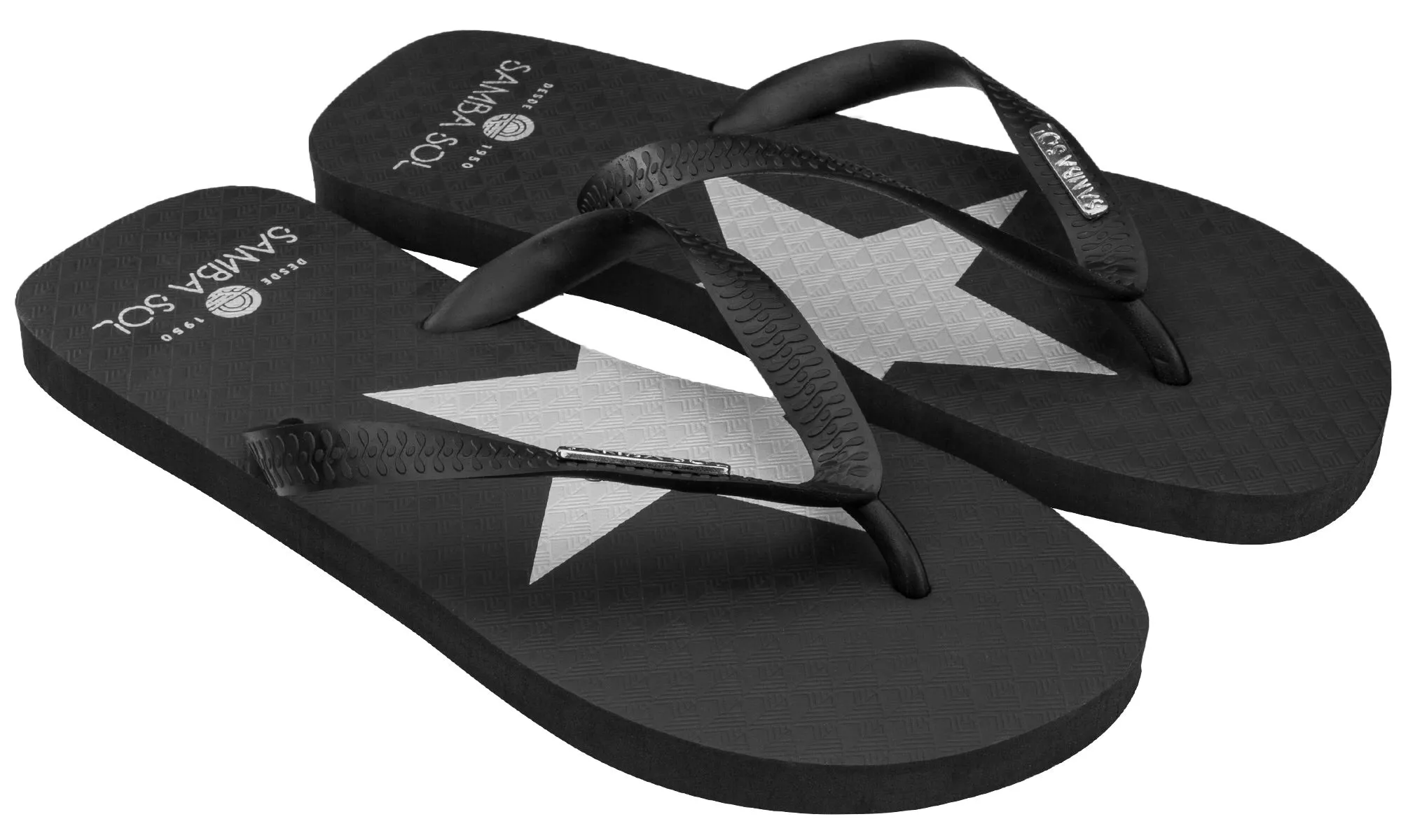 Samba Sol Men’s Fashion Collection Flip Flops - Silver Star