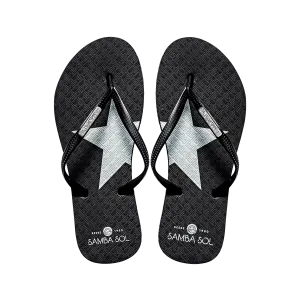 Samba Sol Women's Fashion Flip Flops - Silver Star