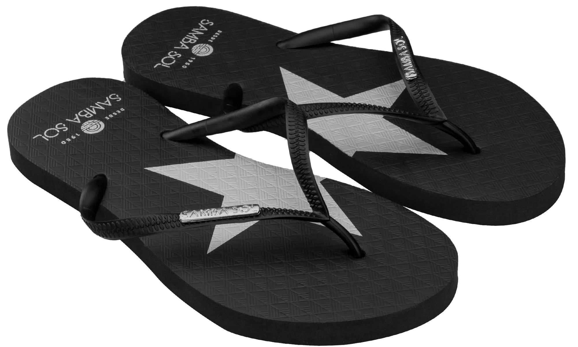 Samba Sol Women's Fashion Flip Flops - Silver Star