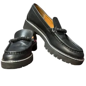 Sarto Black Leather Braided Mesh Chain Loafer 8M by Franco Sarto