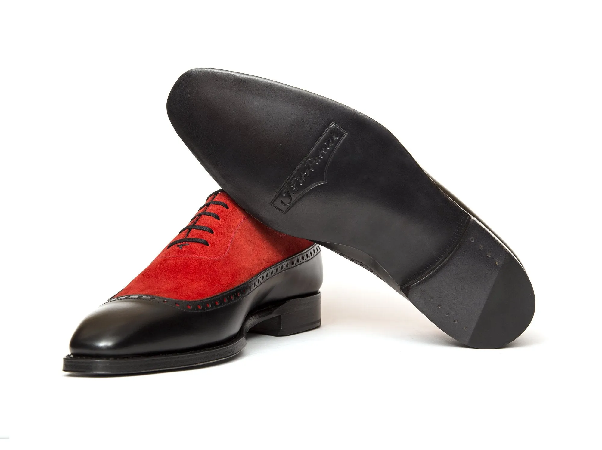 Sebastien - MTO - Black Calf / Red Suede - LPB Last - Single Leather Sole