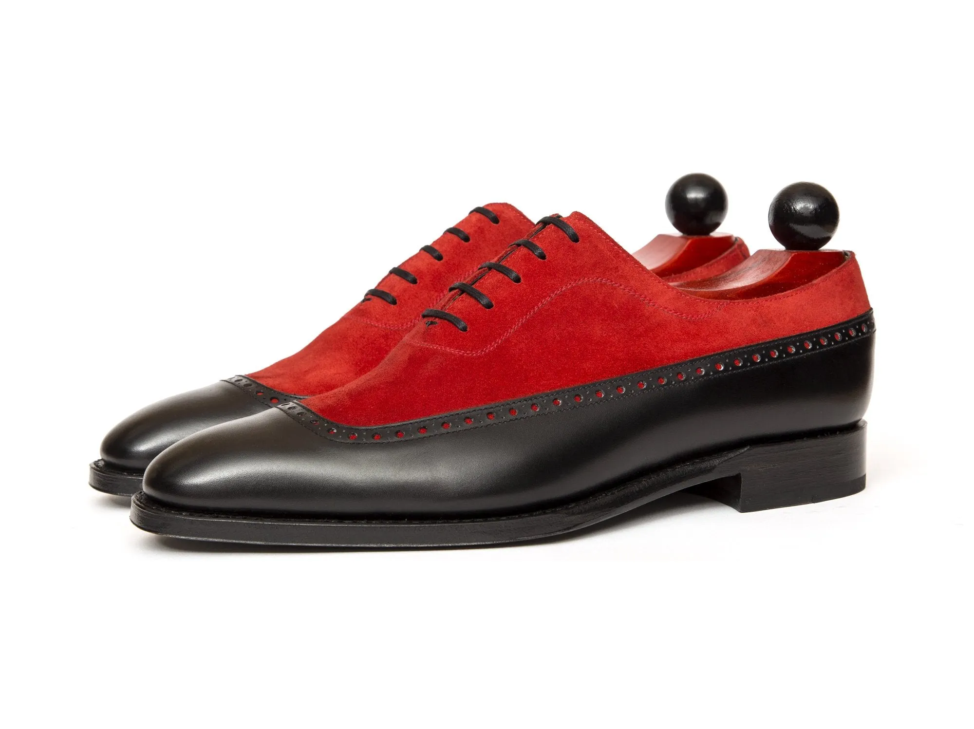 Sebastien - MTO - Black Calf / Red Suede - LPB Last - Single Leather Sole