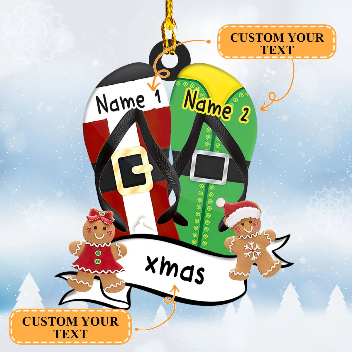 Shaped Ornament - FLip Flop Coulple - H9h3-762