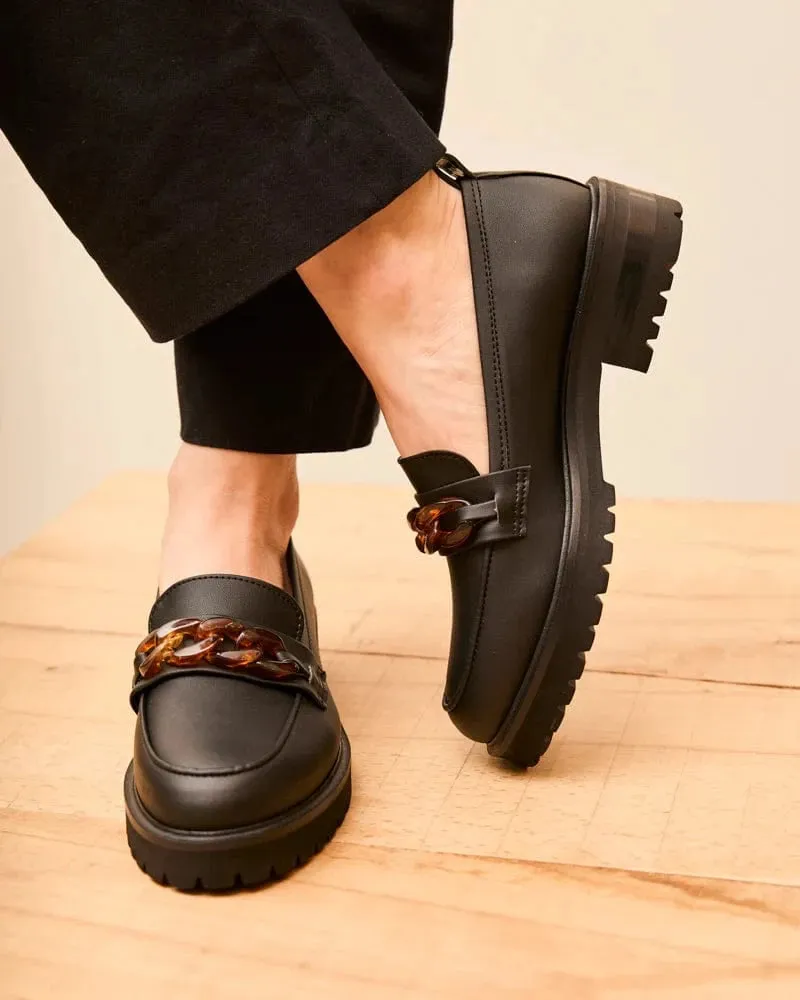 Sherlock Vegan Grain Leather Loafers | Black