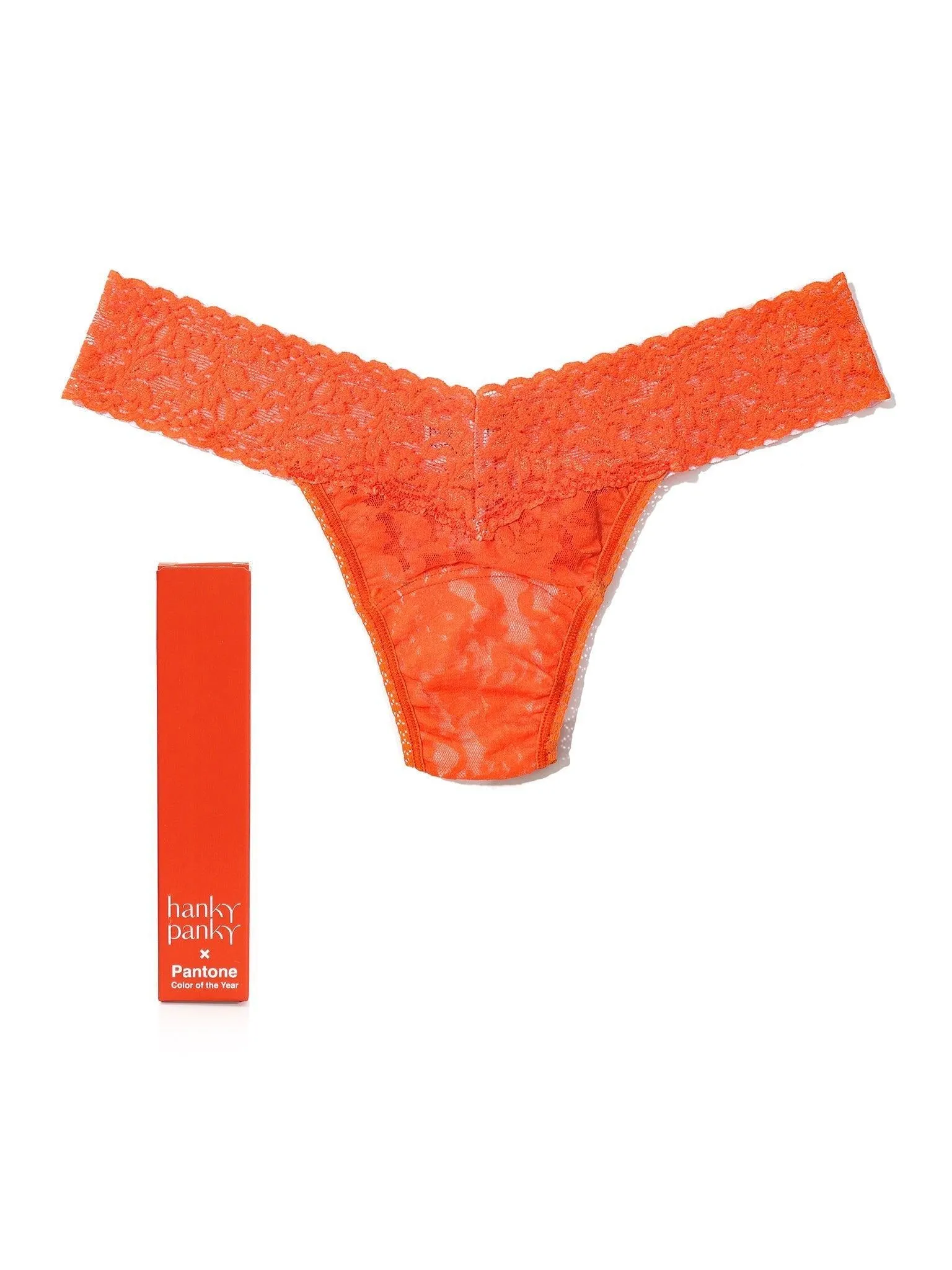 Signature Lace Low Rise Thong | PANTONE 17-1463 Tangerine Tango