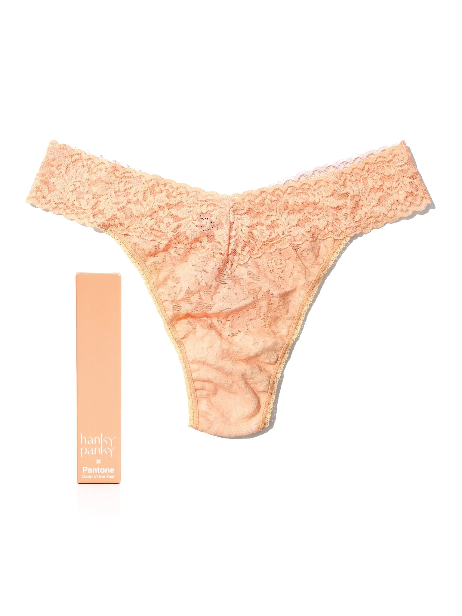Signature Lace Original Rise Thong | PANTONE 13-1023 Peach Fuzz
