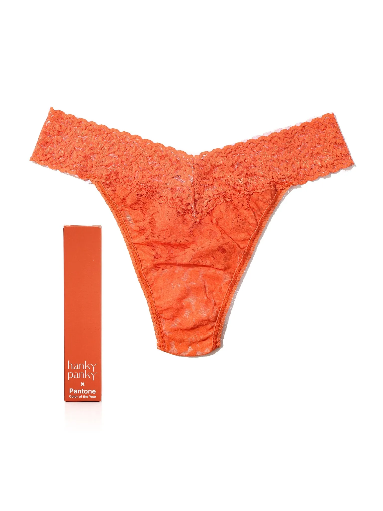 Signature Lace Original Rise Thong | PANTONE 17-1456 Tigerlily