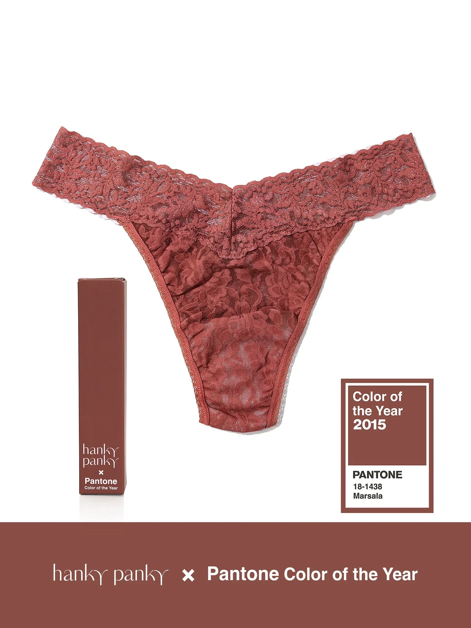 Signature Lace Original Rise Thong | PANTONE 18-1438 Marsala