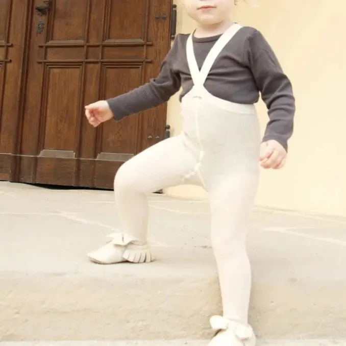 Silly Silas Unisex Rib Tights with Braces (Cream)