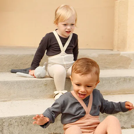 Silly Silas Unisex Rib Tights with Braces (Cream)