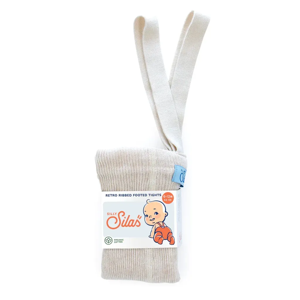 Silly Silas Unisex Rib Tights with Braces (Cream)