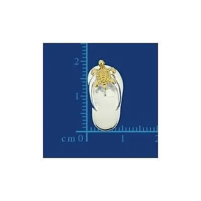 SILVER 925 HAWAIIAN SLIPPER FLIP FLOP THONG PENDANT YELLOW GOLD PLATED TURTLE