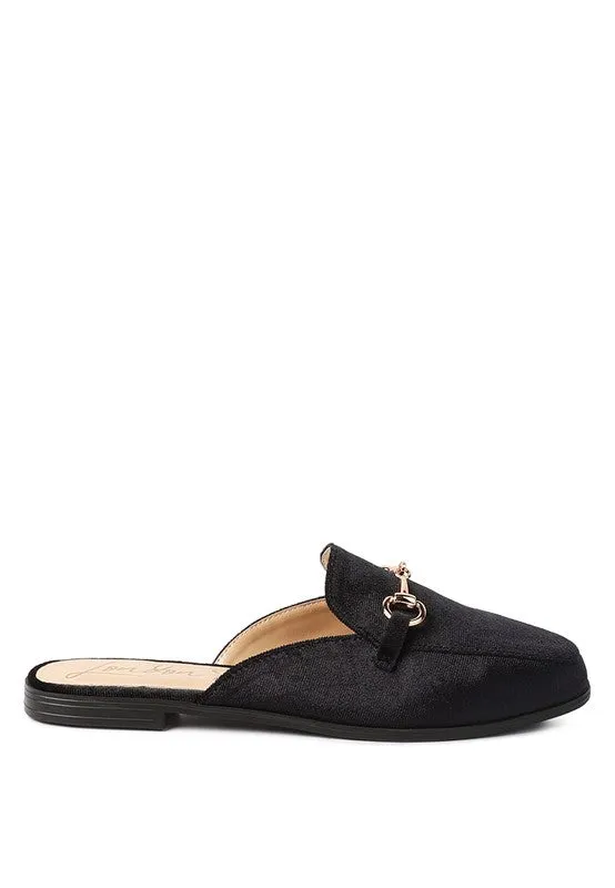 Size 5 Begonia Buckled Faux Leather Croc Mules