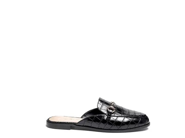 Size 5 Begonia Buckled Faux Leather Croc Mules