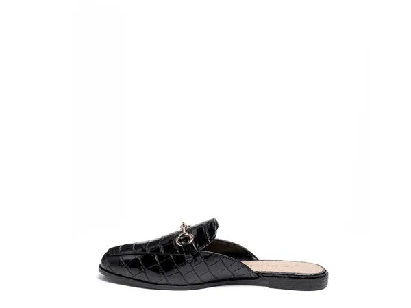 Size 5 Begonia Buckled Faux Leather Croc Mules