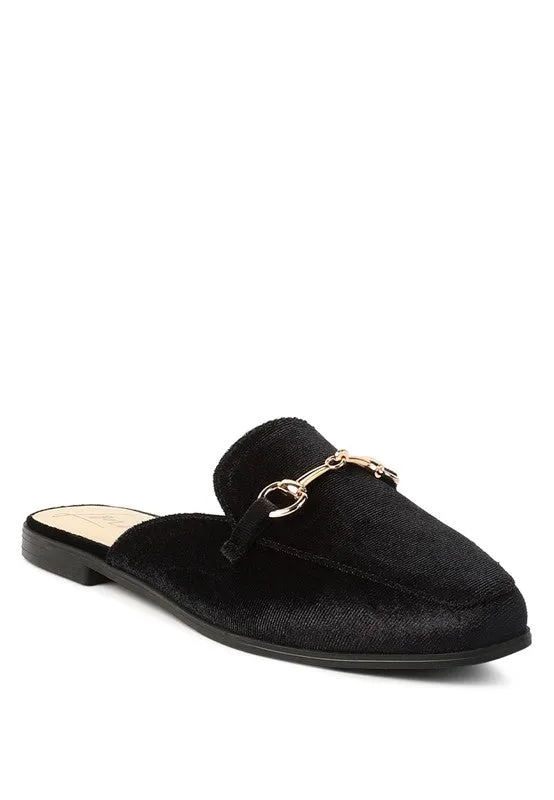 Size 5 Begonia Buckled Faux Leather Croc Mules