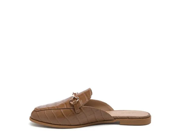 Size 5 Begonia Buckled Faux Leather Croc Mules