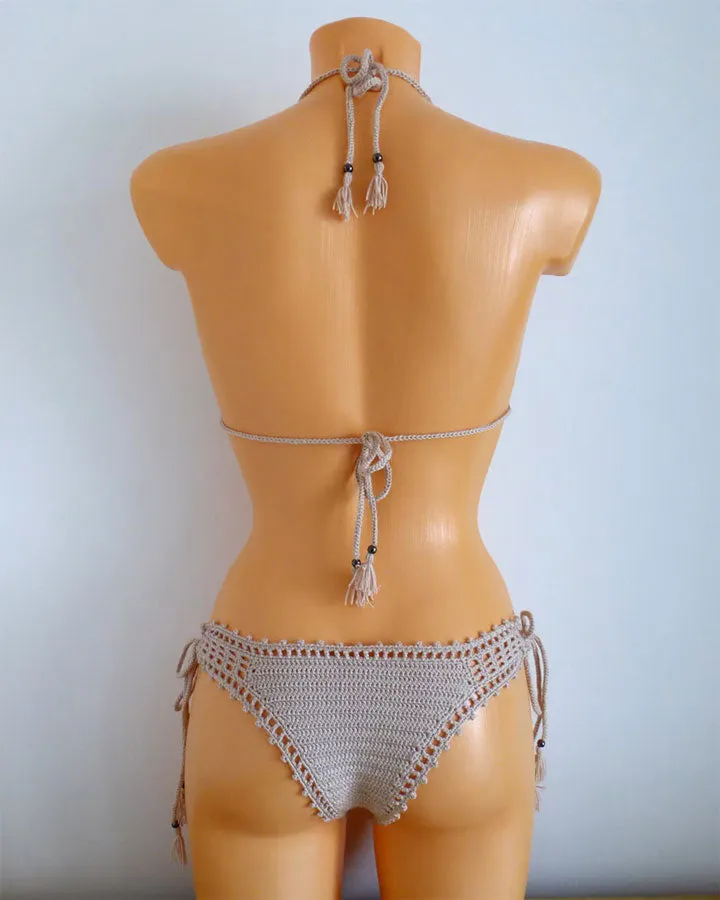 Size Small Kiwano Bikini With Tassels and Beads