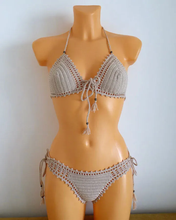 Size Small Kiwano Bikini With Tassels and Beads
